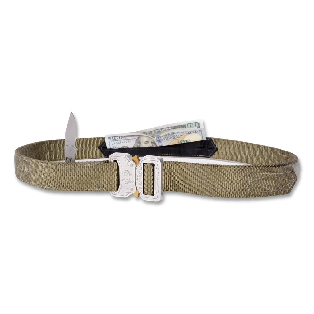 D-Belt Tactical Belt 1.25 Inch Olive Drab with Silver buckle