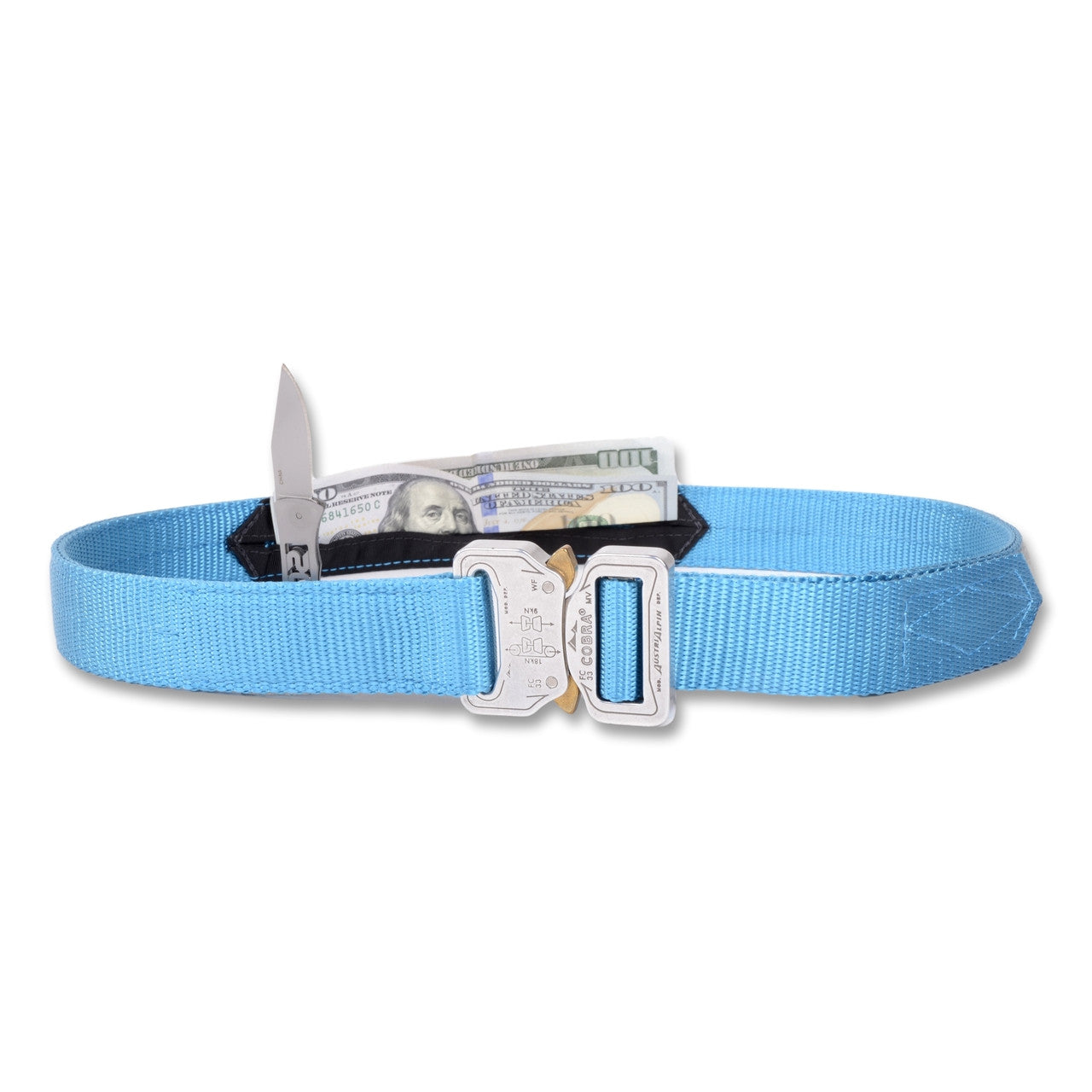 D-Belt Tactical Belt 1.25 Inch Turquoise with Silver Buckle